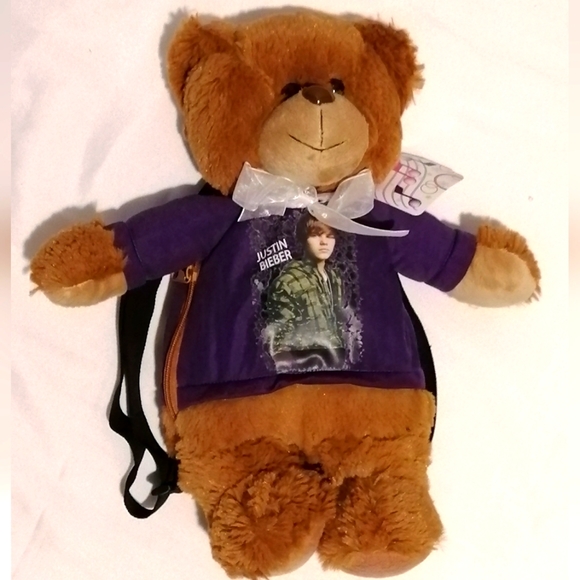 Justin Bieber Brown Bear Backpack NWT - Picture 1 of 5